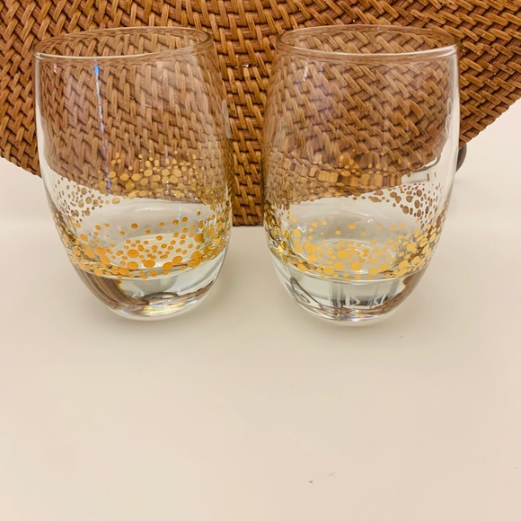 Bailey's  22k Gold Dot Confetti Etched Glasses and shot glass Set - Picture 3 of 4